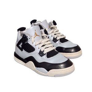 Air Jordan 4 Retro Platinum Gold PS FZ8586-070 Leather Sneakers 13C